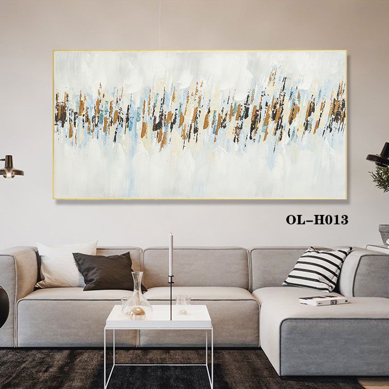 New Chinese Decorative Painting Master Bedroom Headboard Wall Hanging Painting Banner Abstract Gold Lines Blue Hand Painted Headboard Painting Specification drawing