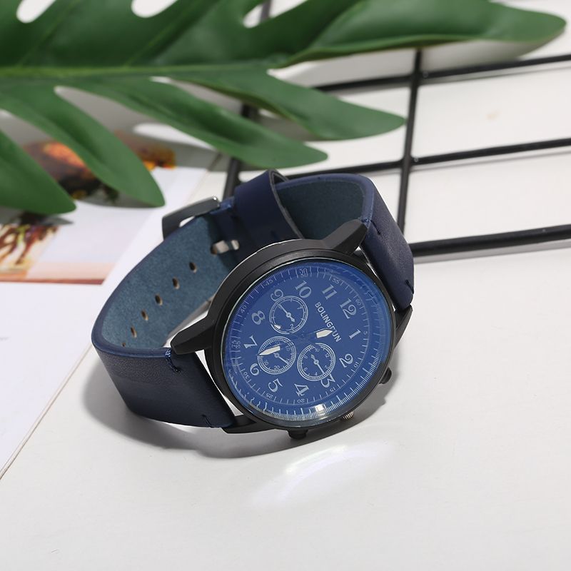 New men's business sport leather strap watch, Instagram bestseller, simple bestseller, factory direct sales Item Picture