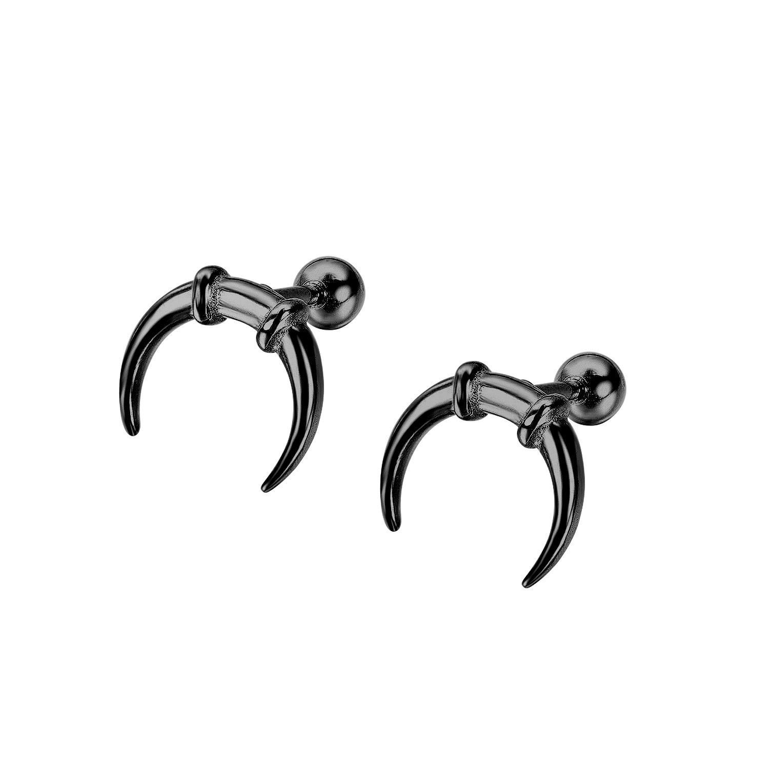 Factory direct sales of jewelry wholesale, cross-border best-selling Korean version creative moon horn titanium steel men's earrings and stud earrings