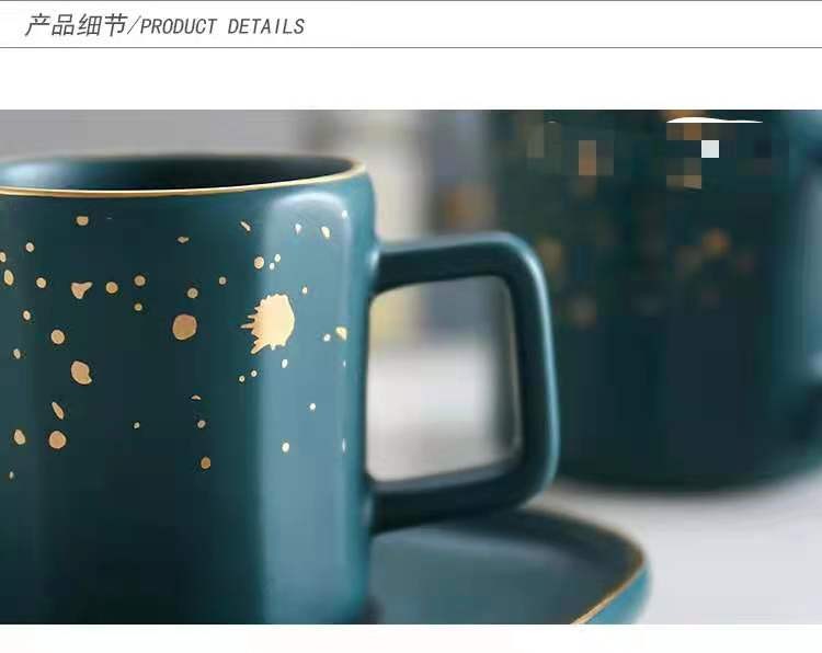 复古金边陶瓷杯碟茶杯 办公室水杯马克杯 咖啡杯详情图7