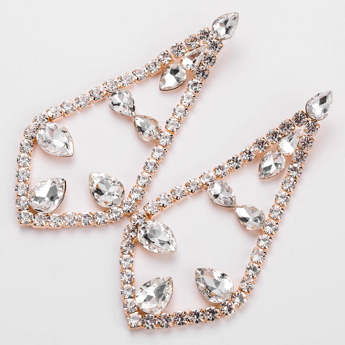 earrings合金镶钻水钻亚克力水滴形耳坠S925银针耳环女欧美耳饰