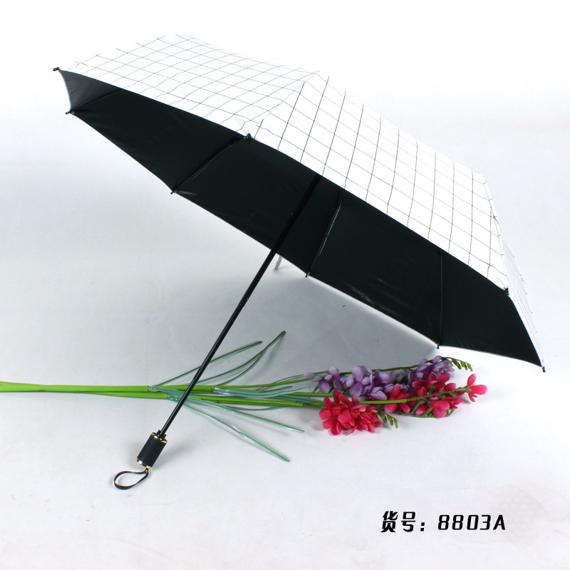 三折格子休闲商务伞详情图4