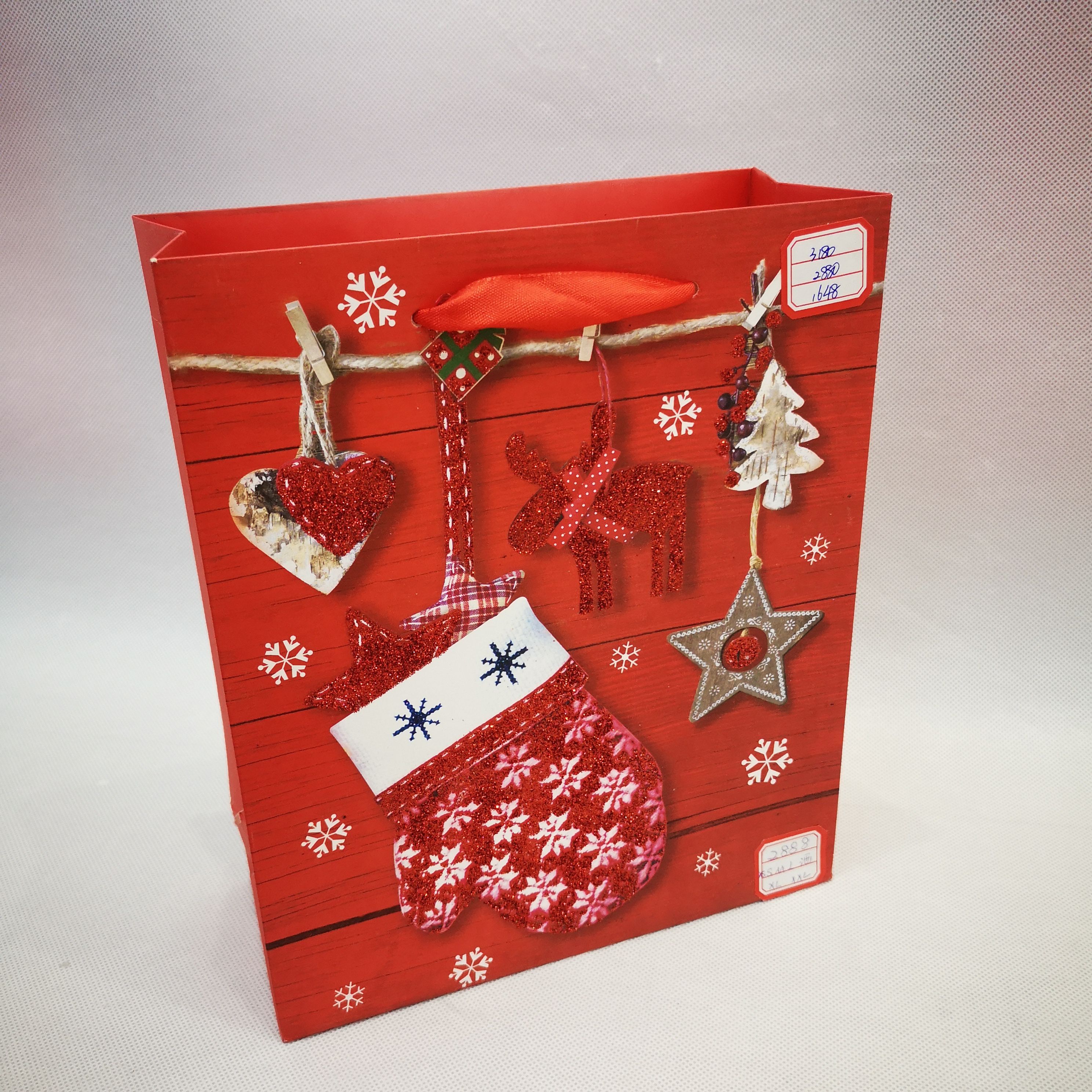 圣诞礼袋正红色手套圣诞撒粉礼袋