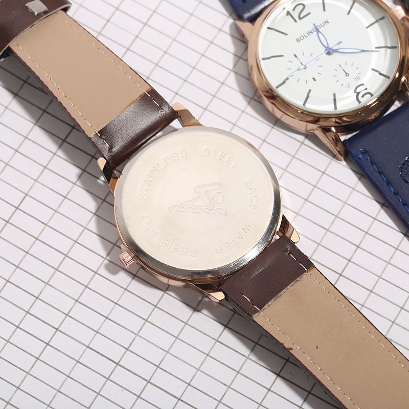 Wholesale of new Korean version men's waterproof business quartz watch, business simple leather strap sports fashion watch