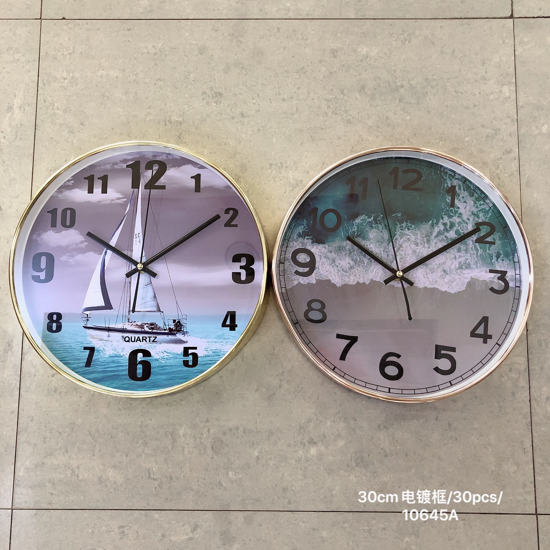 12-inch electroplated process creative quartz wall clock for study and kitchen is available for wholesale from the customer's LOGO factory detail image 5