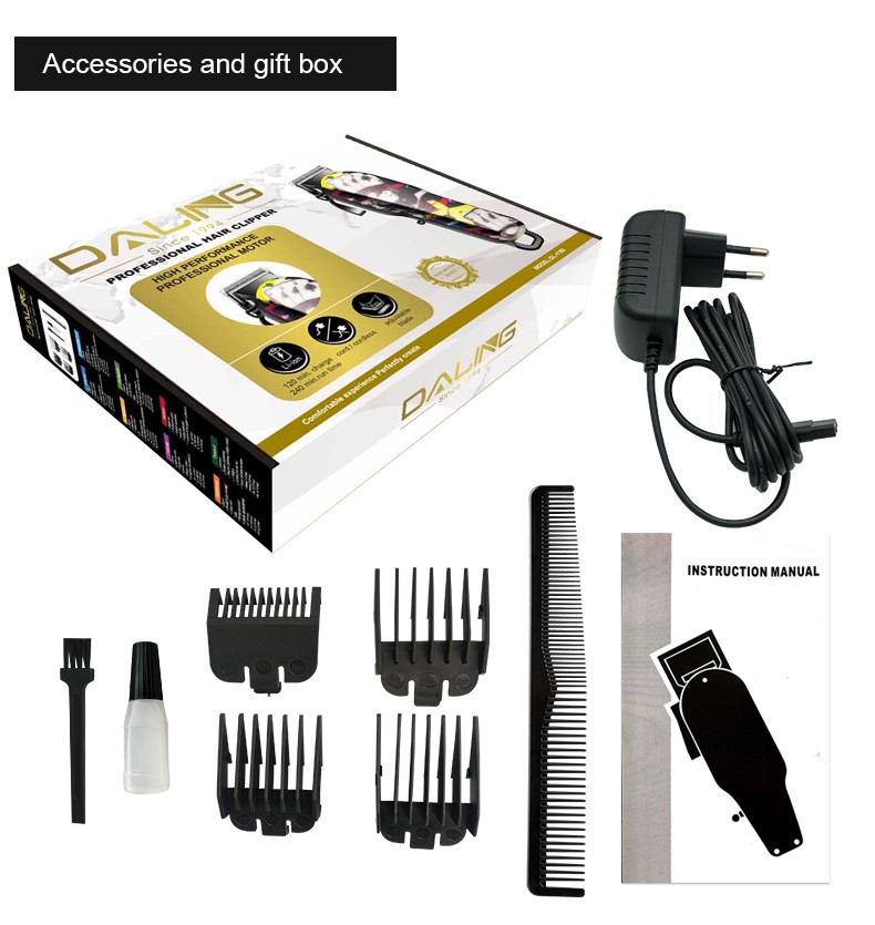 DALING-1160 Hair clipper, retro oil head, engraved electric clipper, hair shaving, electric clipper, hair cutting, shaving head, zero blade head, special for hair salons, graffiti style, retro color block, wholesale for export detail image 11