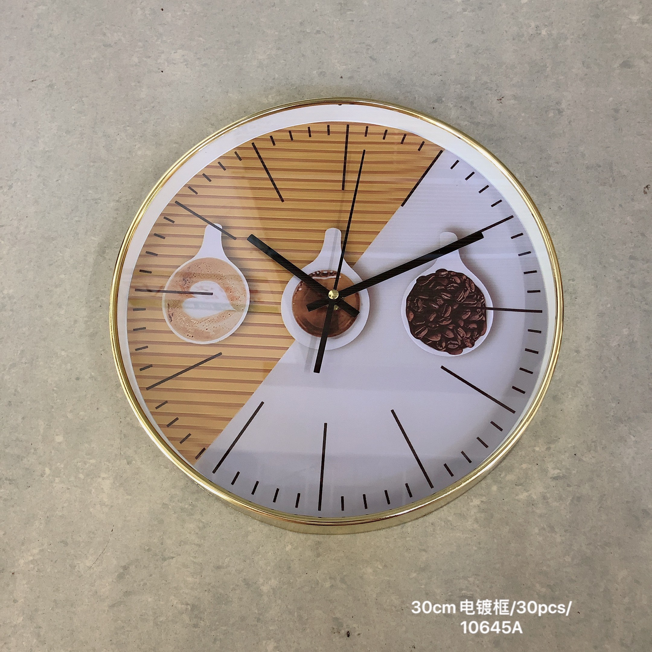 12-inch electroplated process creative quartz wall clock for study and kitchen is available for wholesale from the customer's LOGO factory detail image 6
