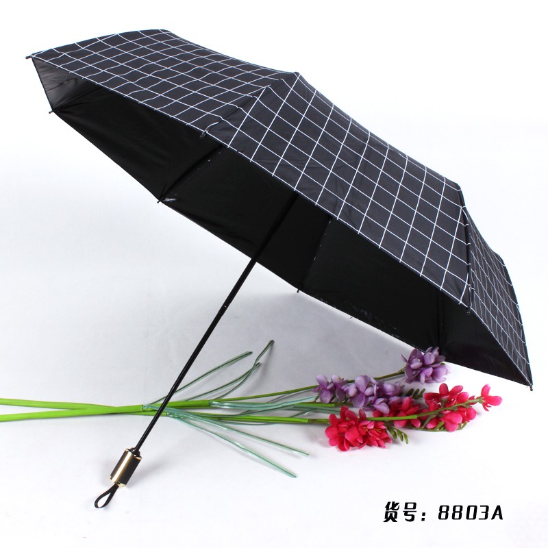三折格子休闲商务伞详情图9