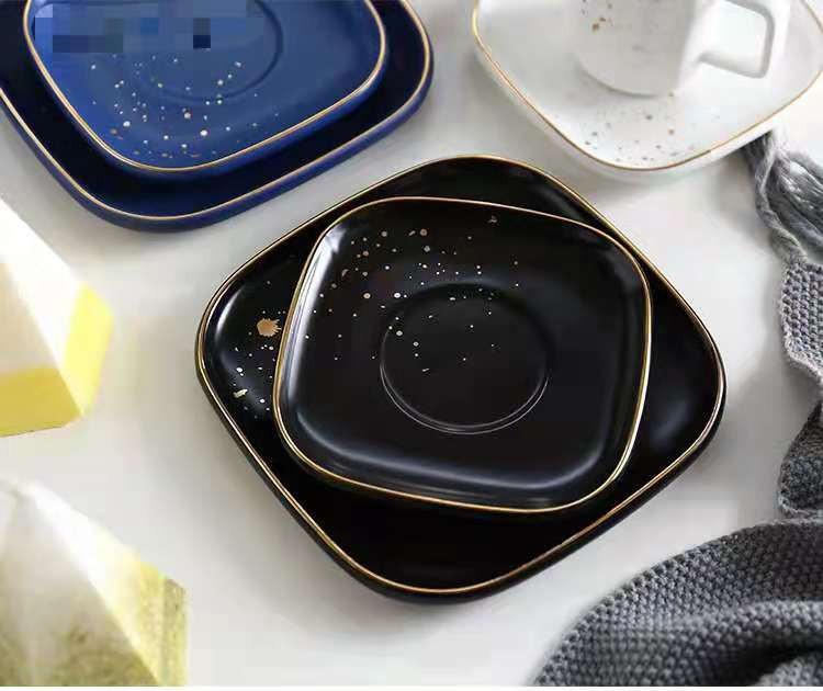 复古金边陶瓷杯碟茶杯 办公室水杯马克杯 咖啡杯详情图11