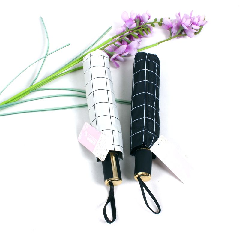 三折格子休闲商务伞