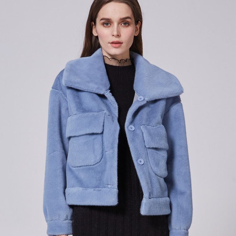 In 2021, trendy and fashionable casual women's wear with mink fleece imitation short fur integrated style