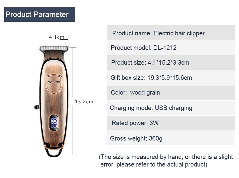 DALING-1212 hair clippers, professional adult and children's electric hair clippers, baby hair clippers, hair clippers, tools, washable blade heads, LED display, wholesale for export detail image 13