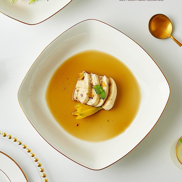Ceramic plates, bone China plates, soup plates, deep plates, large plates, home dining plates, ceramic plates, tableware, Chinese plates, fruit plates, barbecue plates detail image 5