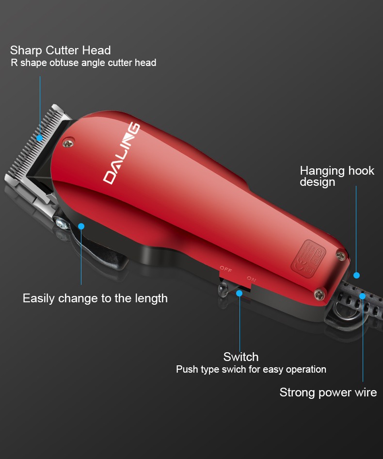 DALING-1130 Hair Clipper with wire, electric clipper, adult hair razor, special plug-in classic wine red for hair salons and barber shops, wholesale for export detail image 9