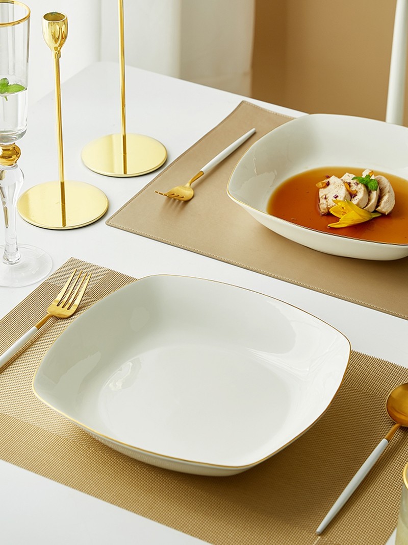Ceramic plates, bone China plates, soup plates, deep plates, large plates, home dining plates, ceramic plates, tableware, Chinese plates, fruit plates, barbecue plates detail image 7