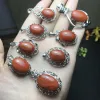 Bright crystal jewelry, natural Sichuan Nan Red 925 silver inlaid pendant necklace Item Picture