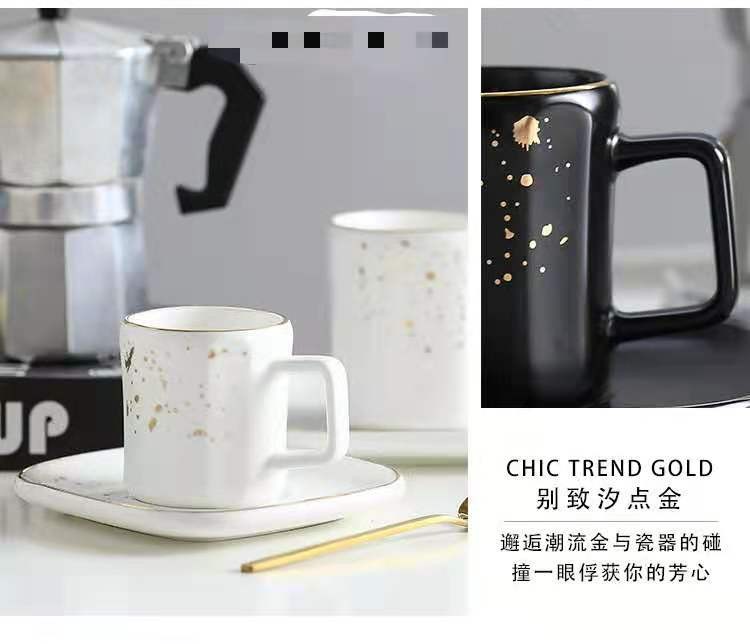 复古金边陶瓷杯碟茶杯 办公室水杯马克杯 咖啡杯详情图9