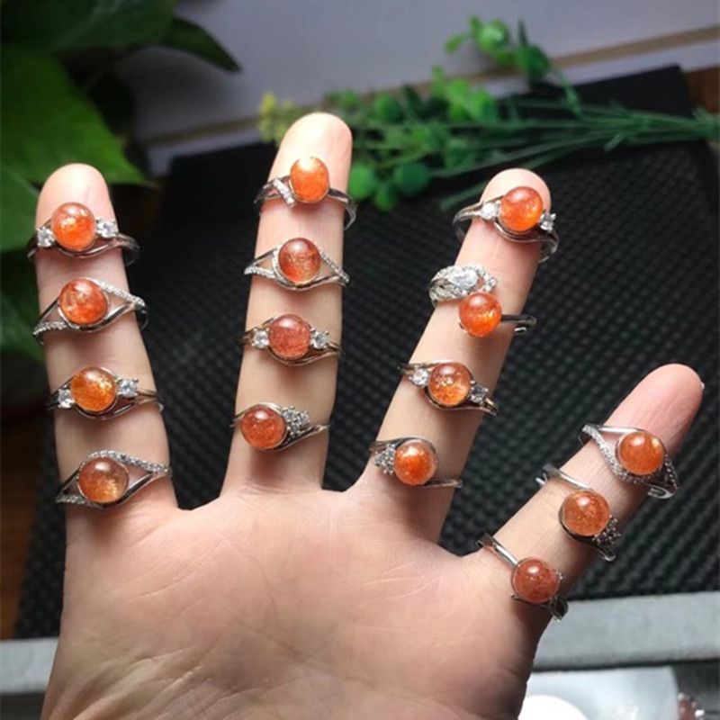 Bright Crystal Jewelry Natural Gold Strawberry 925 Silver Ring, Grand Open Ring for women Item Picture