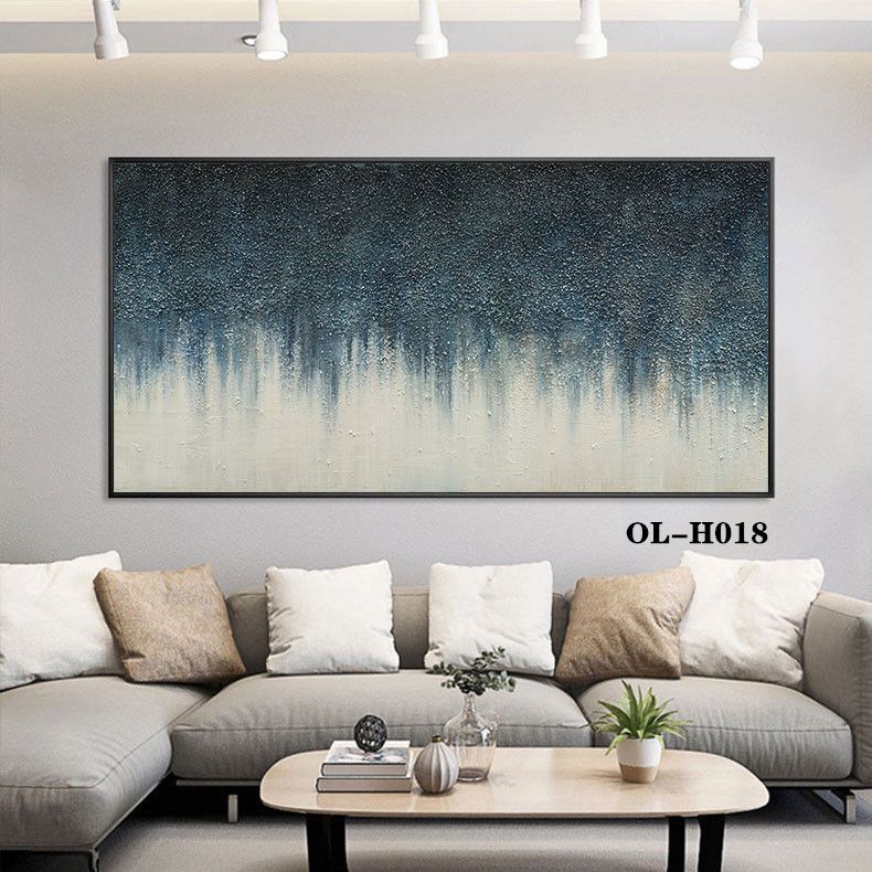New Chinese Decorative Painting Master Bedroom Headboard Wall Hanging Painting Banner Abstract Gold Lines Blue Hand Painted Headboard Painting Item Picture