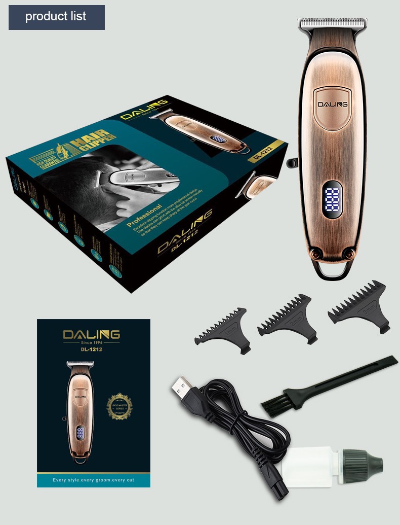 DALING-1212 hair clippers, professional adult and children's electric hair clippers, baby hair clippers, hair clippers, tools, washable blade heads, LED display, wholesale for export detail image 14