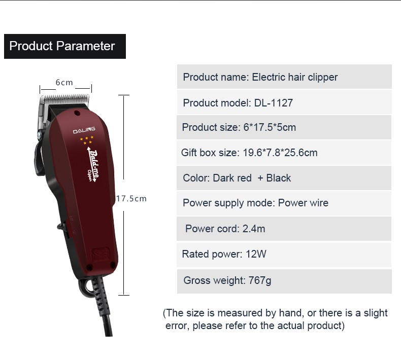 DALING-1127 Electric Hair Clipper with wire, Hair clipper, children's electric hair clipper, household plug-in hair clipper, silent hair clipper, wholesale for export detail image 10