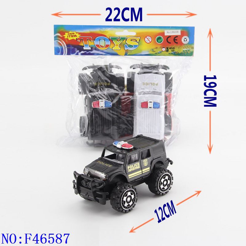 实色惯性警车2只  迷你玩具车卡通车模玩具礼品玩具地摊外贸热销玩具  F46587