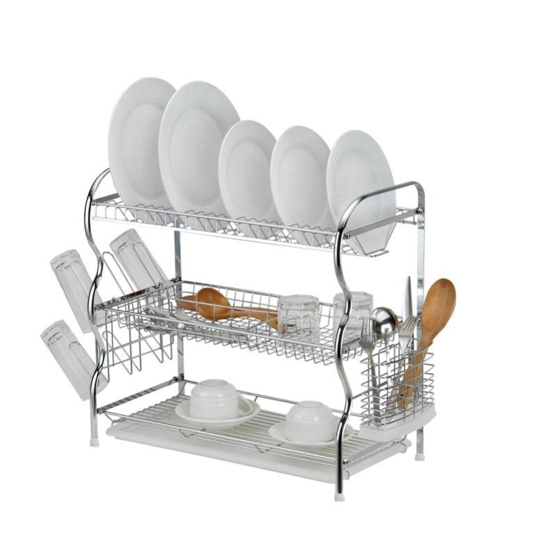 R-shaped large three-layer dish rack electroplated detail image 2