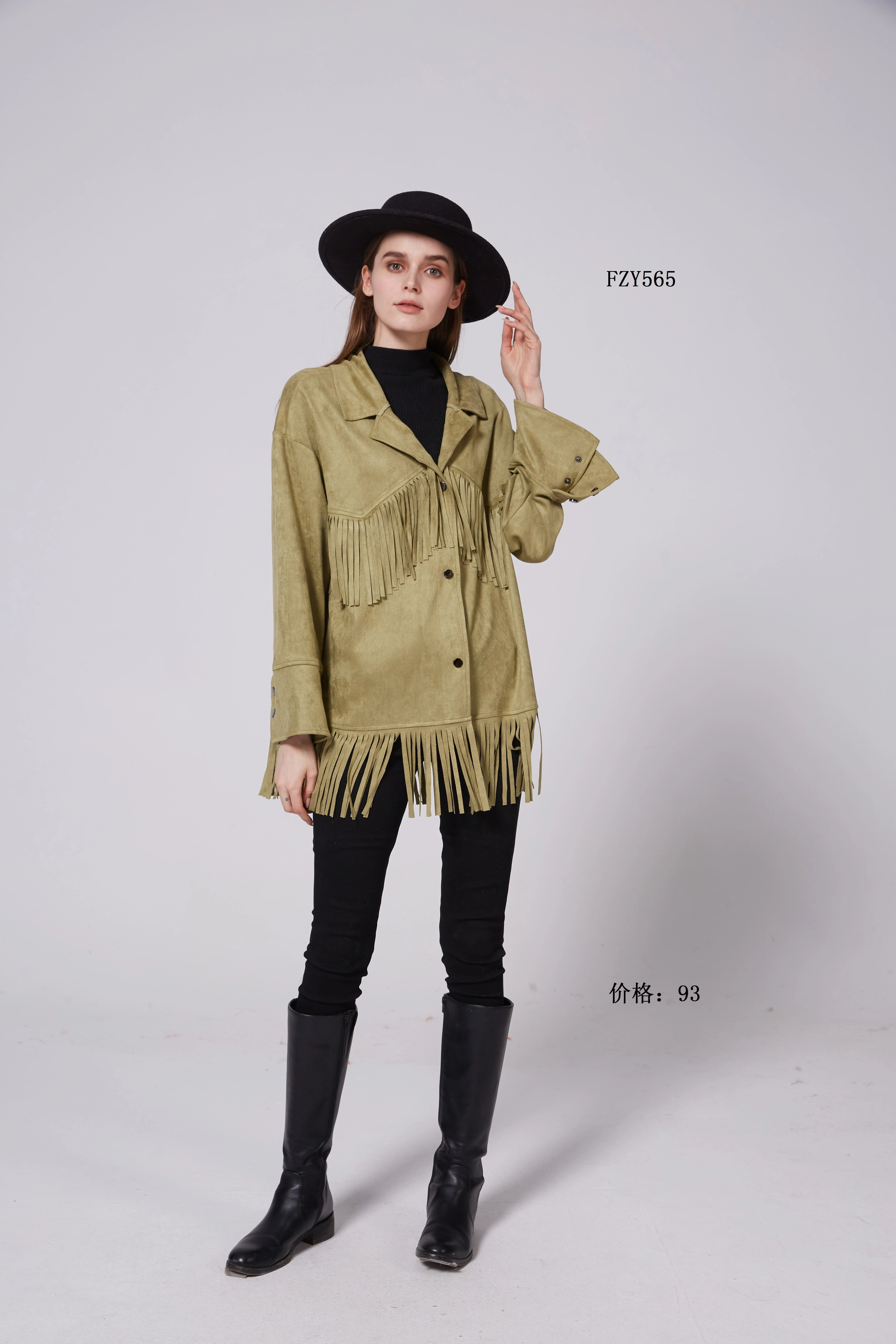 The 2021 trendy and fashionable casual women's wear suede short fringed coat detail image 1