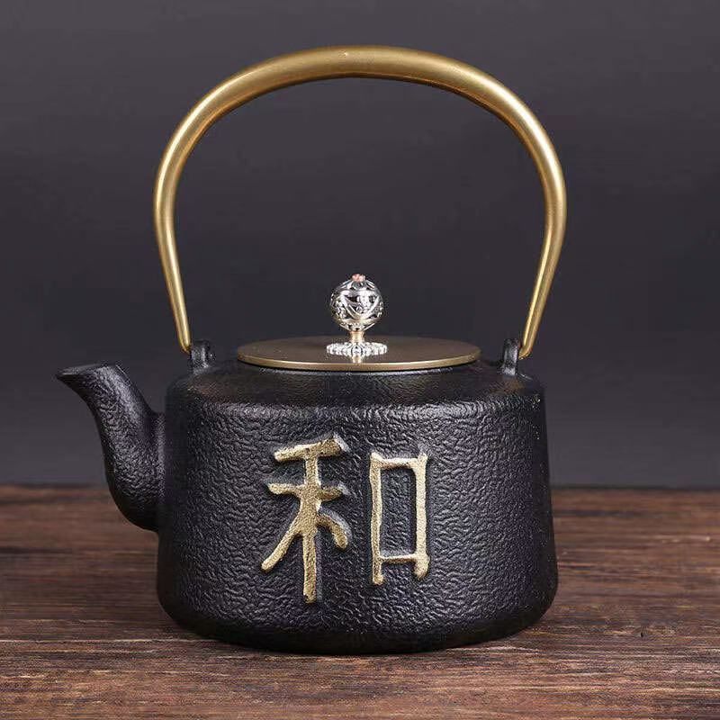 精雕夹耳素瓶铸铁壶纯手工无涂层南部老铁壶煮茶壶26