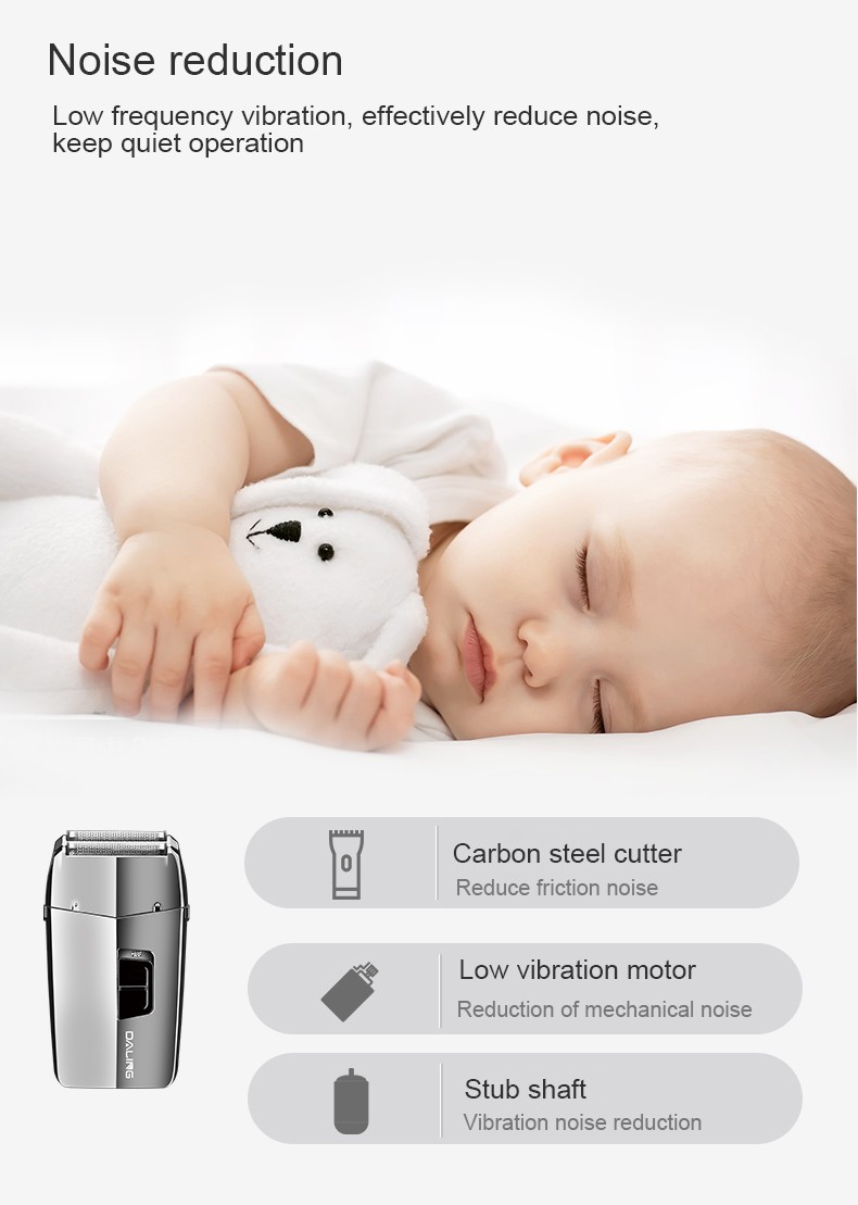 DALING-9041 reciprocating electric rechargeable razor, metal body, full-body washable silver set, wholesale for export, wholesale for export detail image 7