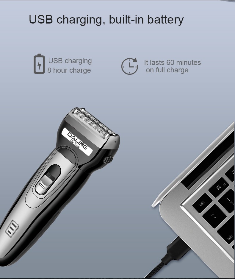 DALING-9056 Three-in-one Shaver, reciprocating electric rechargeable razor, multi-functional Hairdresser, Nose Hair razor, grey set, wholesale for export, three-in-one shaver, hairdresser, nose hair razor detail image 5