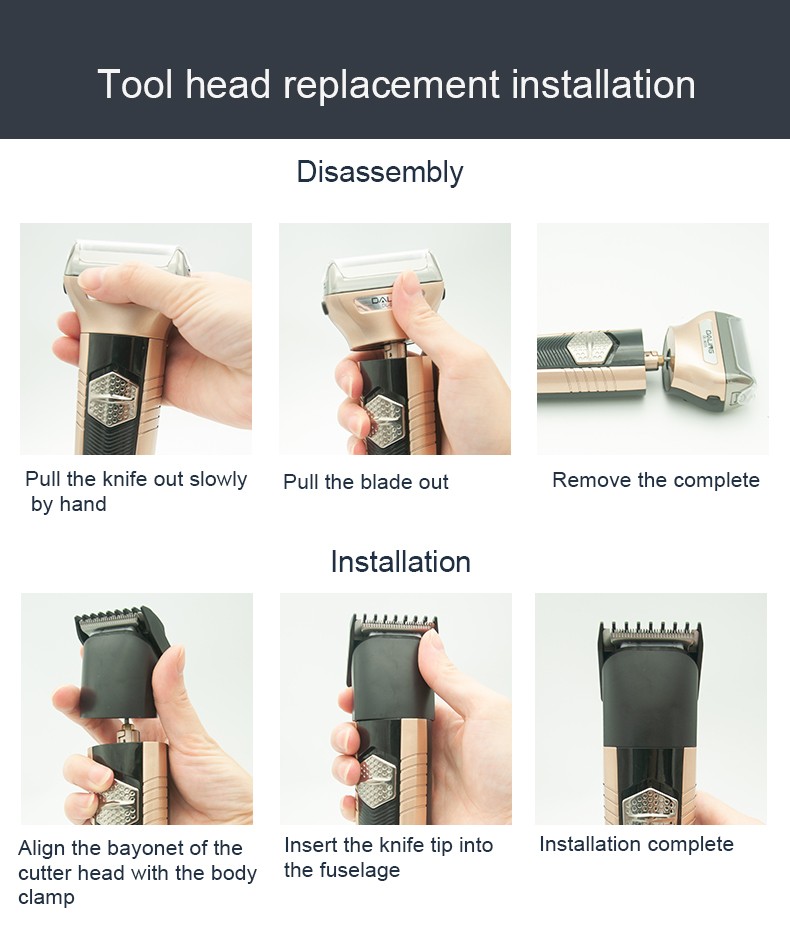 DALING-9055 Three-in-one Shaver, reciprocating electric rechargeable razor, multi-functional Hairdresser, Nose Hair Razor, blue set, wholesale for export, three-in-one shaver, hairdresser, nose hair razor detail image 11