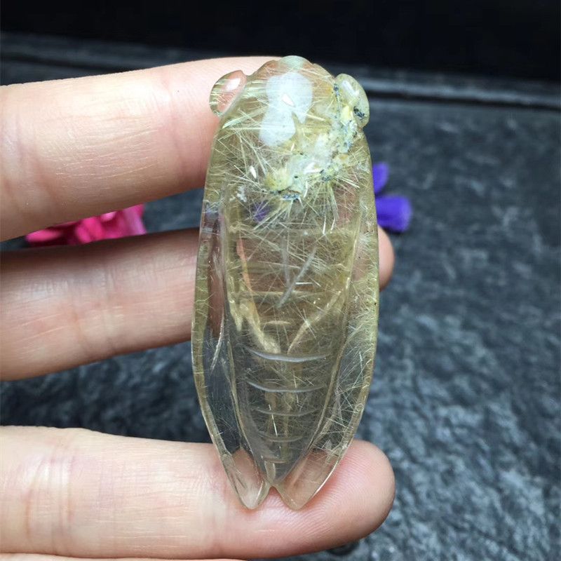 Bright color crystal jewelry Cicada natural gold rutile pendant DIY necklace accessory Application Scenario