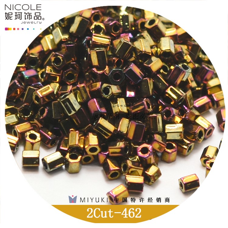 日本进口miyuki御幸米珠2cut11/0角珠2mm【12色金属磨砂系】10g装