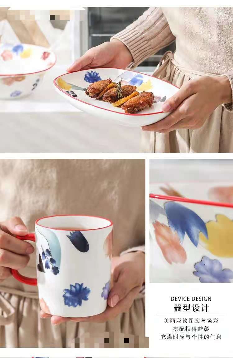 The "Manhua Season" series of ceramic tableware, bowls and plates, restaurant and hotel household plates, Western cuisine steak plates, rice soup and noodle bowls detail image 8