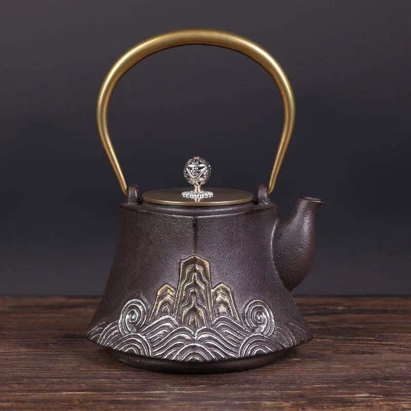 精雕夹耳素瓶铸铁壶纯手工无涂层南部老铁壶煮茶壶16