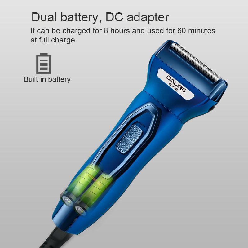 DALING-9029 Three-in-one Shaver, reciprocating electric rechargeable razor, multi-functional Hairdresser, Nose Hair Razor, blue set, wholesale for export, three-in-one shaver, hairdresser, nose hair razor details Picture