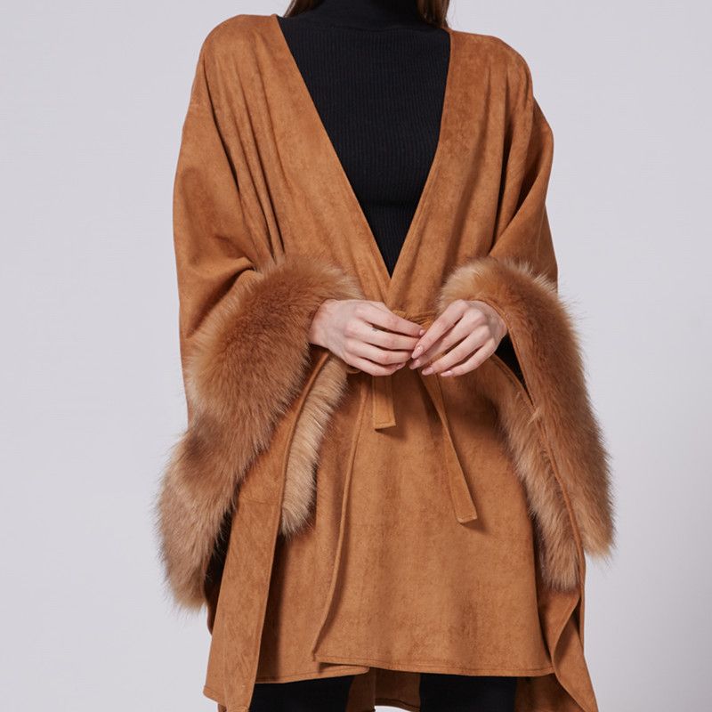 A trendy and fashionable casual women's shawl made of suede fur in 2021