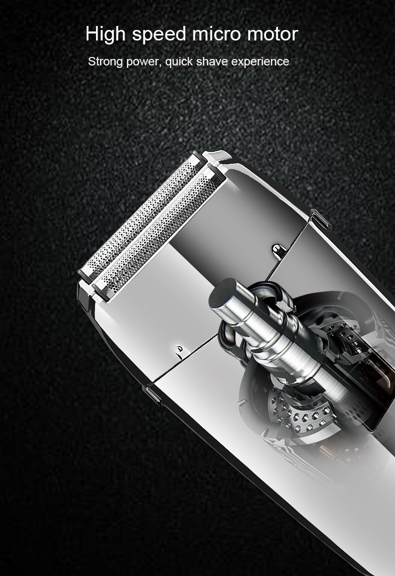 DALING-9040 two-in-one shaver, reciprocating electric rechargeable razor, multi-functional hair clipper, metal body, full-body washable, wholesale for export, two-in-one shaver and hair clipper detail image 6
