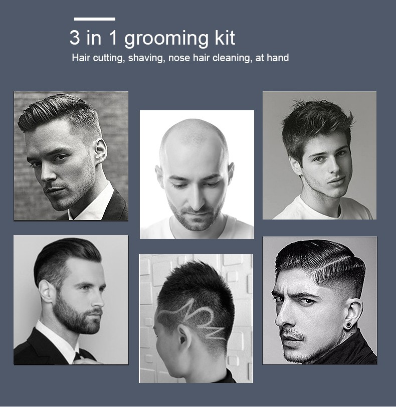 DALING-9056 Three-in-one Shaver, reciprocating electric rechargeable razor, multi-functional Hairdresser, Nose Hair razor, grey set, wholesale for export, three-in-one shaver, hairdresser, nose hair razor detail image 3