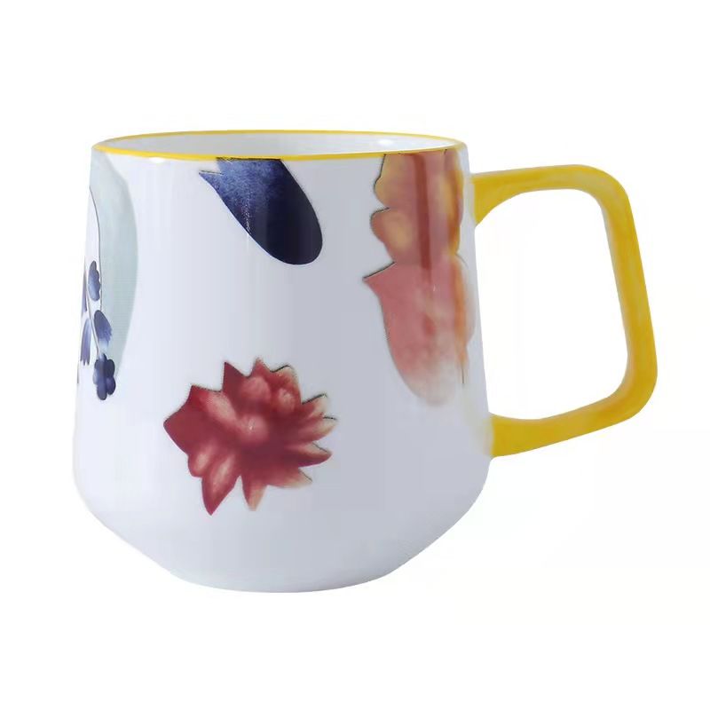 The "Manhua Season" series of hand-painted glazed mid-patterned creative ceramic cups, student couple office breakfast milk cups Item Picture