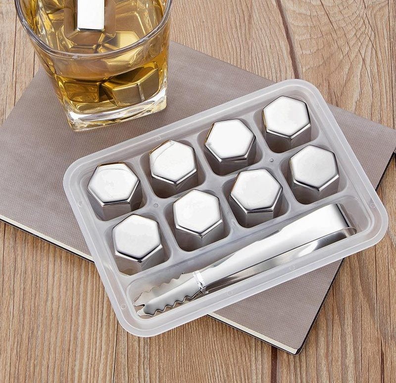 304 Hexagonal stainless steel ice cubes, quick-frozen hexagonal ice grains, metal ice grains, coffee, beverage, whisky utensils, stainless steel ice, wine stones, bar supplies, beer utensils, stainless steel beer multi-purpose ice cubes. detail image 1