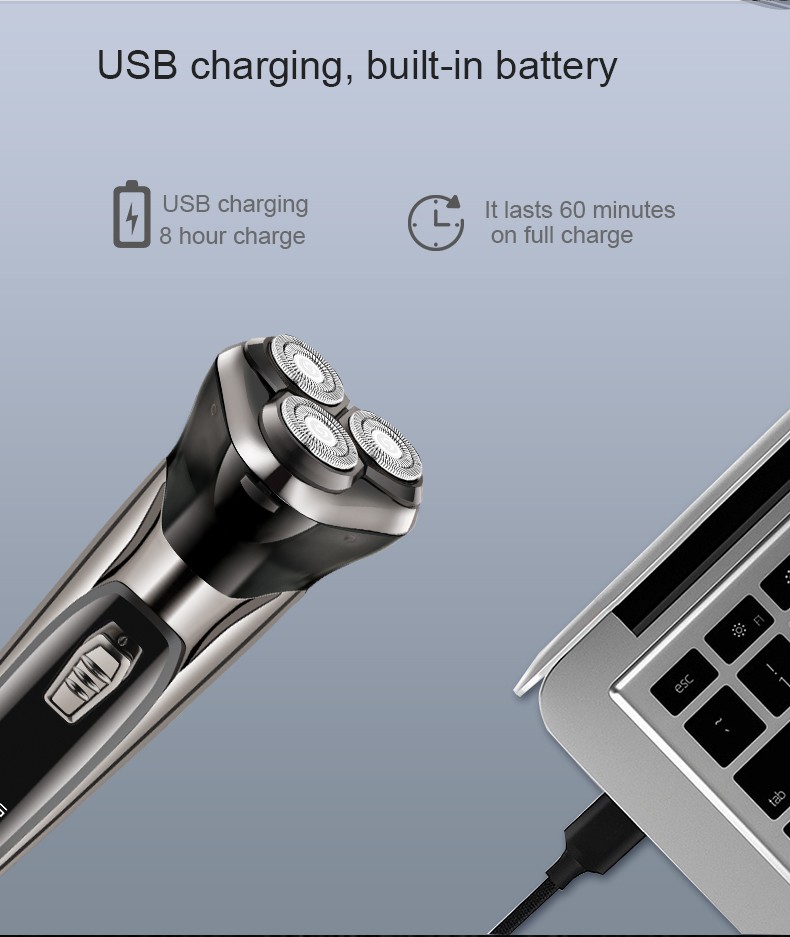 DALING-9050 Electric shaver, three-in-one multi-functional razor, high-power men's blade head, washable beard styling device, fast-charging shaving head magic tool, wholesale for export detail image 5