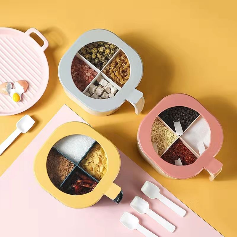 Seasoning box, kitchenware, multi-compartment storage, salt and monosodium glutamate bottle, salt jar, jar, household seasoning jar combination set full figure