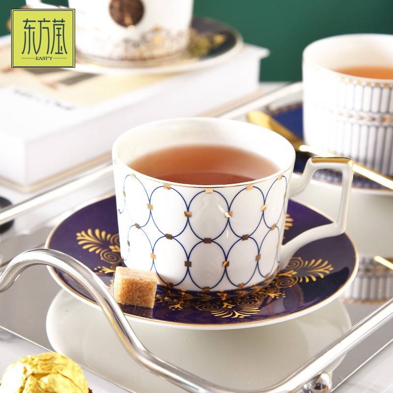 Ceramic cups and plates, bone China cups and plates, export cups and plates, coffee cups and plates, export ceramic six-cup plates gift box set, European court style pic 3
