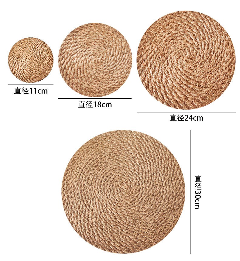 现货供应 工厂货源亚麻草编织隔热垫杯垫盘垫餐垫详情图6