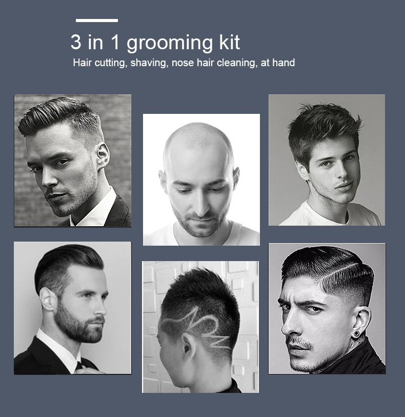 DALING-9107 Three-in-one Shaver, rotary electric rechargeable Razor, Multi-functional Hairdresser, Nose Hair Dispenser, Black set, wholesale for export, three-in-one shaver, hairdresser, nose hair dispenser detail image 3