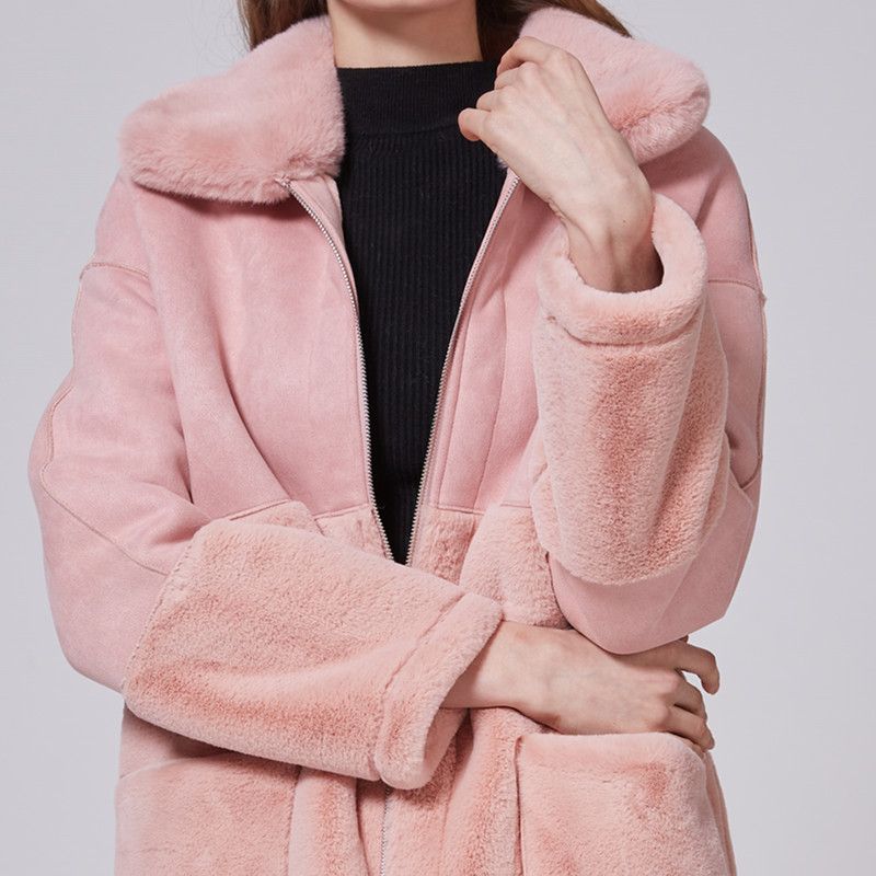 The 2021 trendy and fashionable casual women's rabbit fur long coat integrates fur and hair