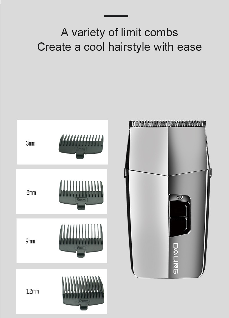 DALING-9040 two-in-one shaver, reciprocating electric rechargeable razor, multi-functional hair clipper, metal body, full-body washable, wholesale for export, two-in-one shaver and hair clipper detail image 7