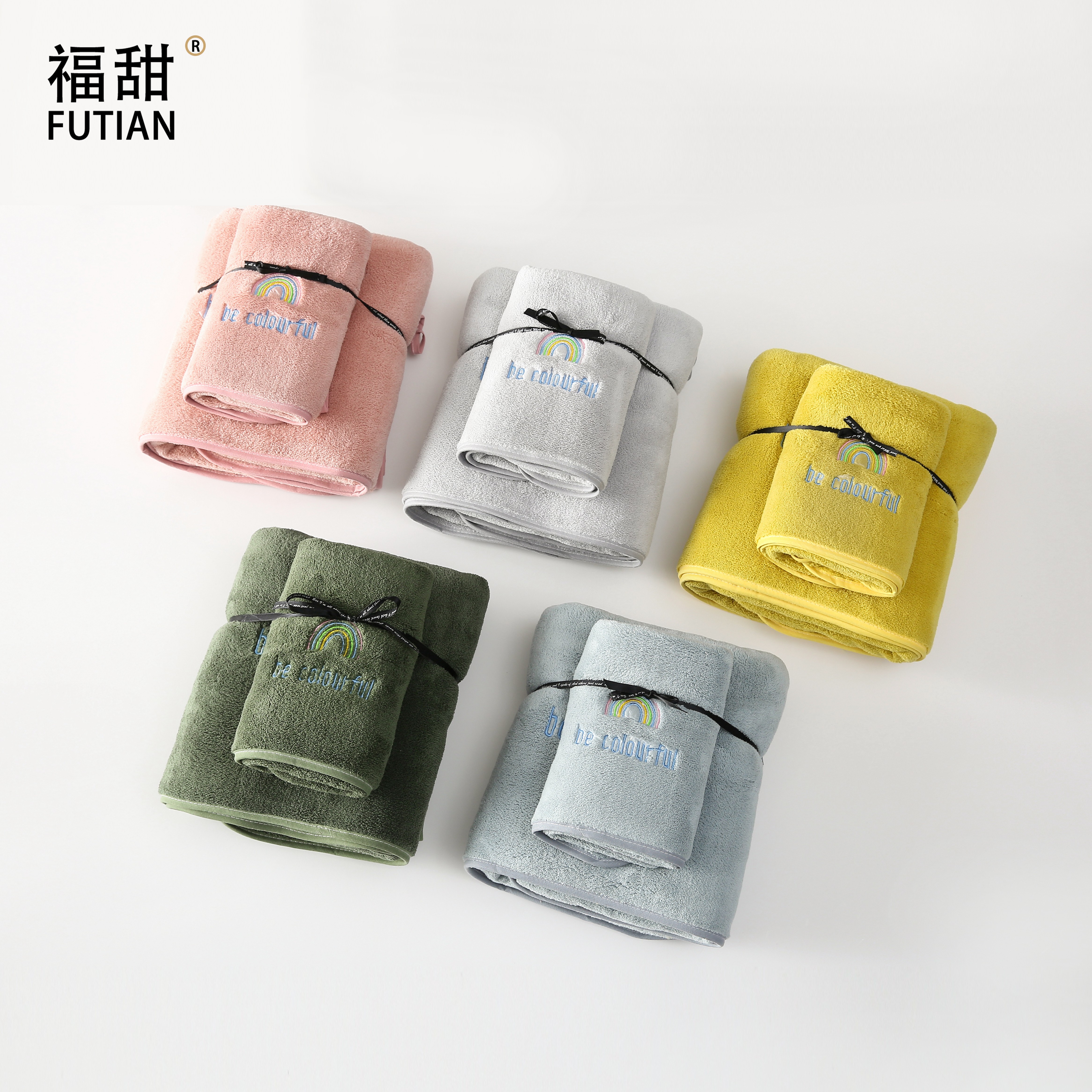 Yiwu Quality Products - Futian Towels, Coral Fleece Creative Embroidered Bath towels, Autumn and Winter Bath Towels, Couple Bath Towels detail image 6
